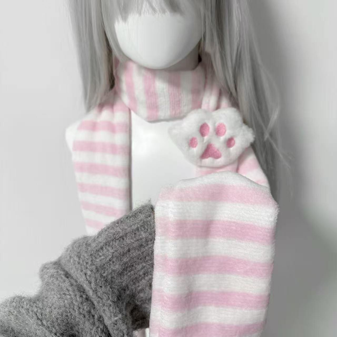 Kawaii Kniied Scarf Cat Paw De - Cat Claw Bark 评论和价格